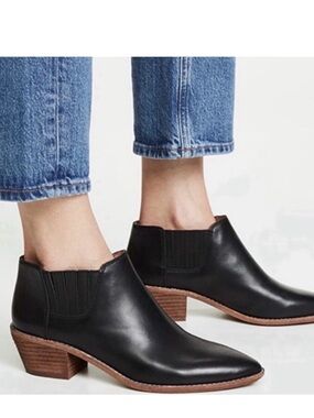 MADEWELL Black Leather Boots Sonia Low Chelsea Ankle Booties SZ 8.5